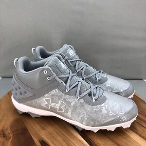 Under Armour Harper 8 Mid RM Baseball Cleats Mens 14‎ Gray White Performance